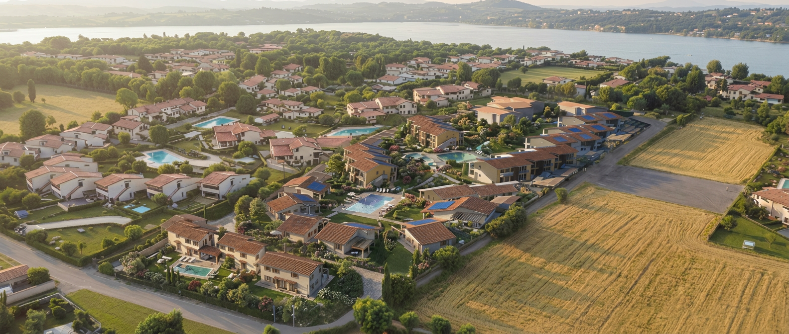 Visualisierung: Luftaufnahme des Projektumfelds am Gardasee
